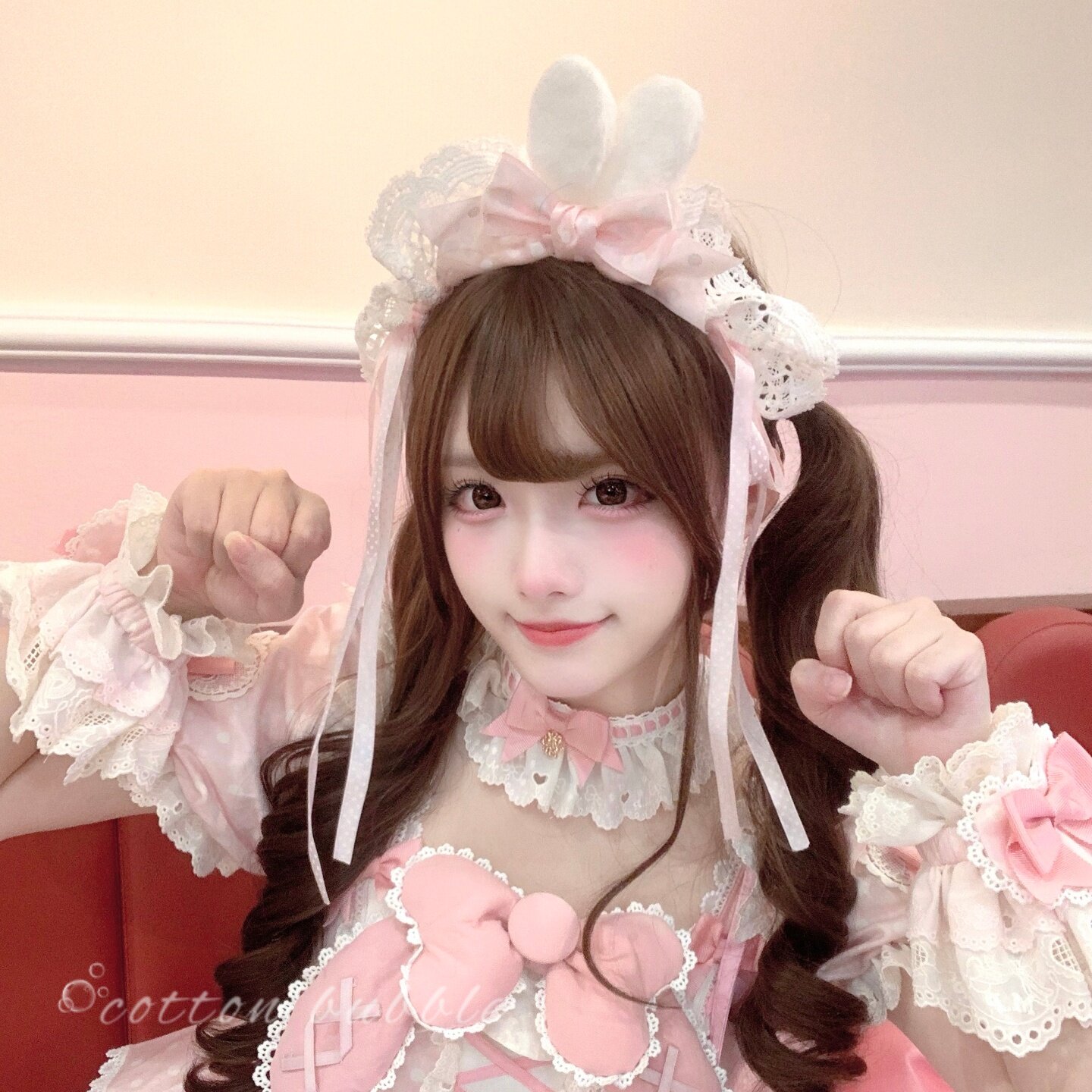 Sweet pink bow bunny ear headband, cute Lolita headband, cosplay maid outfit headband hair accessory
