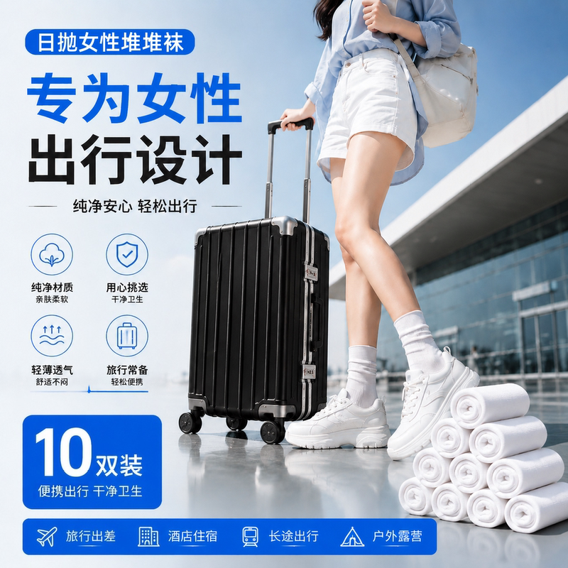 Daily Disposable Socks for Women, Mid-Calf Length, Portable for Travel and Business Trips, Hygienic, Ready-To-Wear, No Need to Wash, Breathable Socks