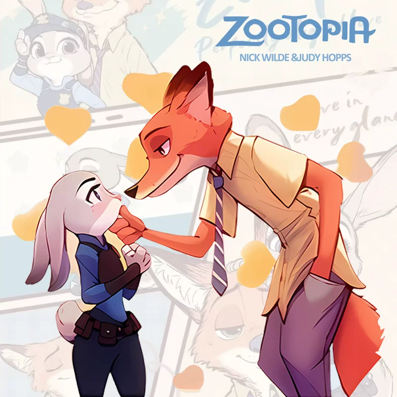 Т-широкая мужская футболка с коротким рукавом в стиле X Zootopia лето 2025 новая Джуди Ник peripheral одежда