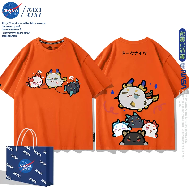 NASA Аркнайтс Анимация Дракон Пузырь Соединение Short Sleeve футболка Мужские Лето Двухмерный Боковой Детская Одежда Тренд