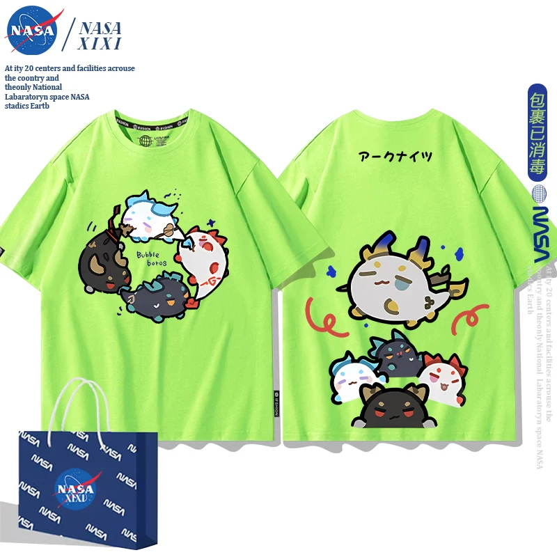 NASA Аркнайтс Анимация Дракон Пузырь Соединение Short Sleeve футболка Мужские Лето Двухмерный Боковой Детская Одежда Тренд