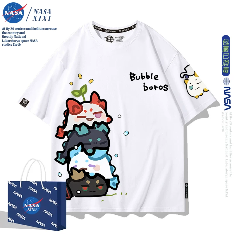 NASA Аркнайтс Анимация Дракон Пузырь Соединение Short Sleeve футболка Мужские Лето Двухмерный Боковой Детская Одежда Тренд