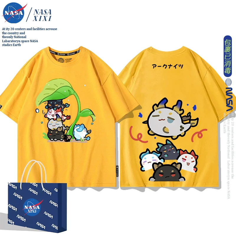 NASA Аркнайтс Анимация Дракон Пузырь Соединение Short Sleeve футболка Мужские Лето Двухмерный Боковой Детская Одежда Тренд