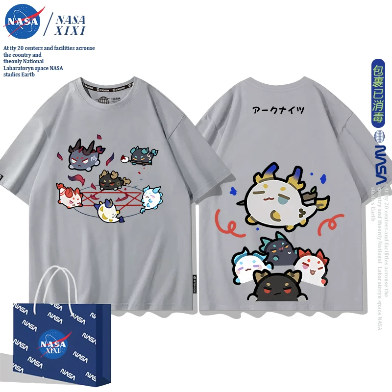 NASA Аркнайтс Анимация Дракон Пузырь Соединение Short Sleeve футболка Мужские Лето Двухмерный Боковой Детская Одежда Тренд