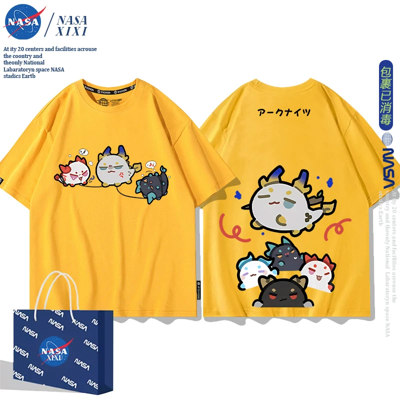 NASA Аркнайтс Анимация Дракон Пузырь Соединение Short Sleeve футболка Мужские Лето Двухмерный Боковой Детская Одежда Тренд