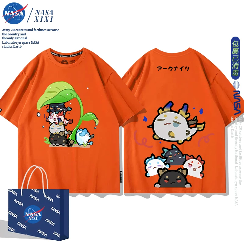 NASA Аркнайтс Анимация Дракон Пузырь Соединение Short Sleeve футболка Мужские Лето Двухмерный Боковой Детская Одежда Тренд