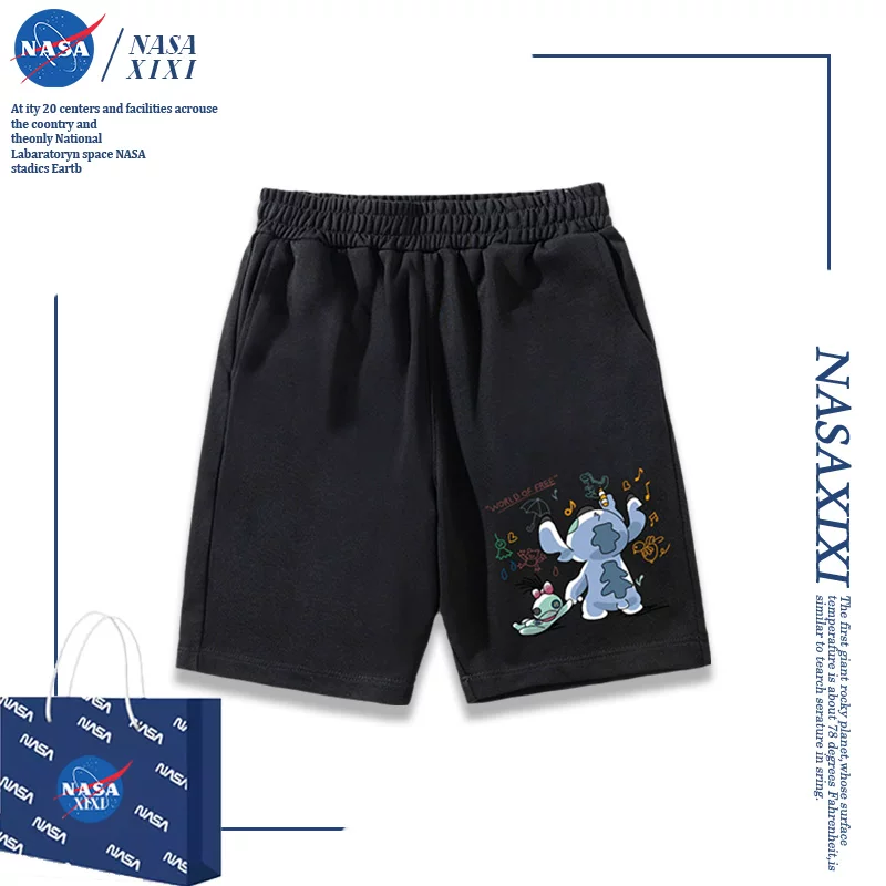 Короткие штаны NASA Couple Stitch, мужские, Angel Lilo Stitch, летняя, тонкий секционный