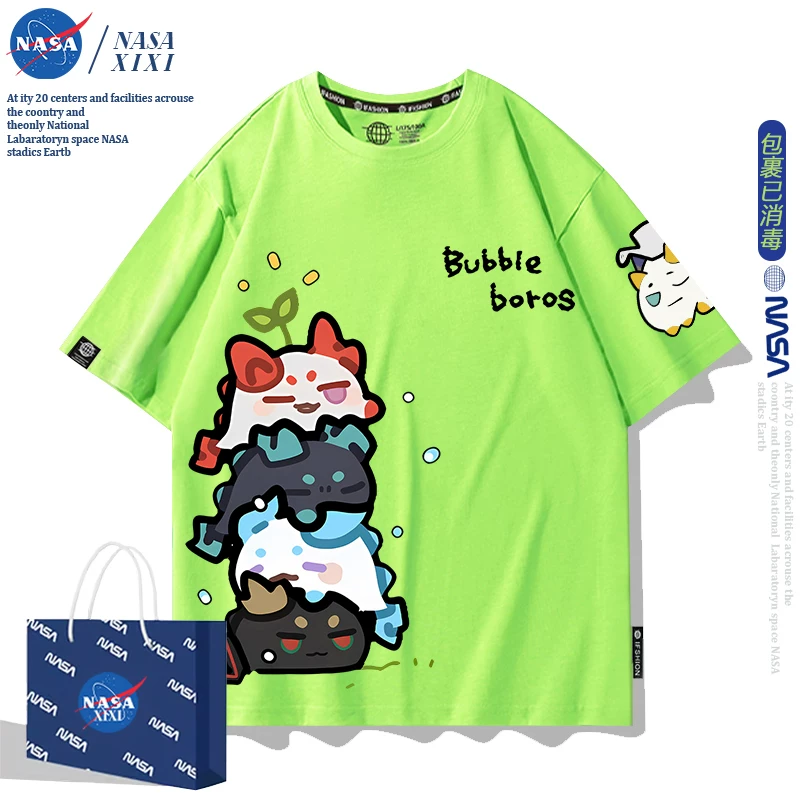 NASA Аркнайтс Анимация Дракон Пузырь Соединение Short Sleeve футболка Мужские Лето Двухмерный Боковой Детская Одежда Тренд