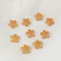 14K gold-filled color-protected zircon flower tray 8mm embossed snowflake hat handmade diy bracelet bracelet bead support bead hat with