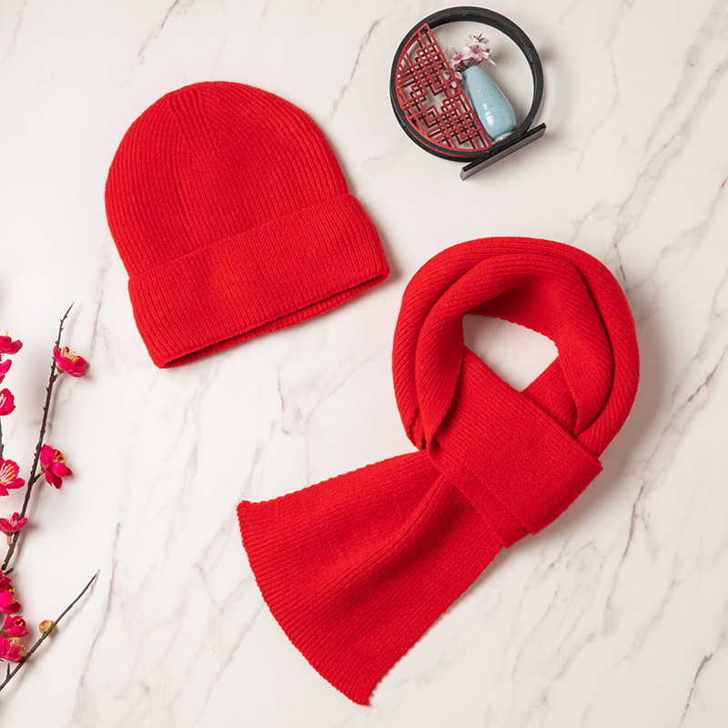 艾丝雅兰（ELSYALN） 佳品帽子围巾两件套A-ZH2038加绒针织帽+针织围巾 秋冬保暖 生日节日新年礼盒