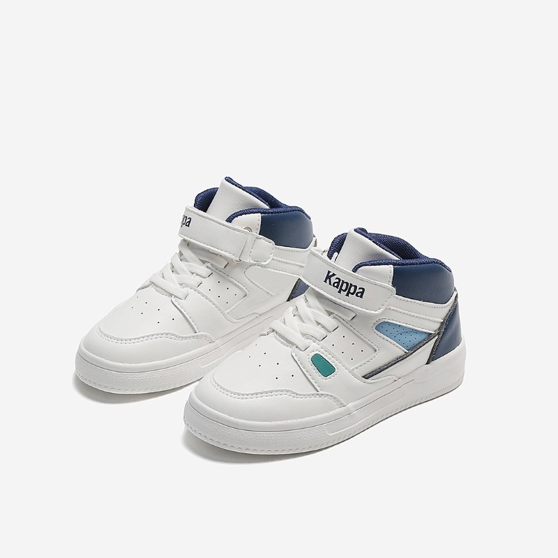 kappakids卡帕儿童鞋高帮鞋女童2025秋季新款魔术贴中大童小白鞋男童百搭休闲鞋子