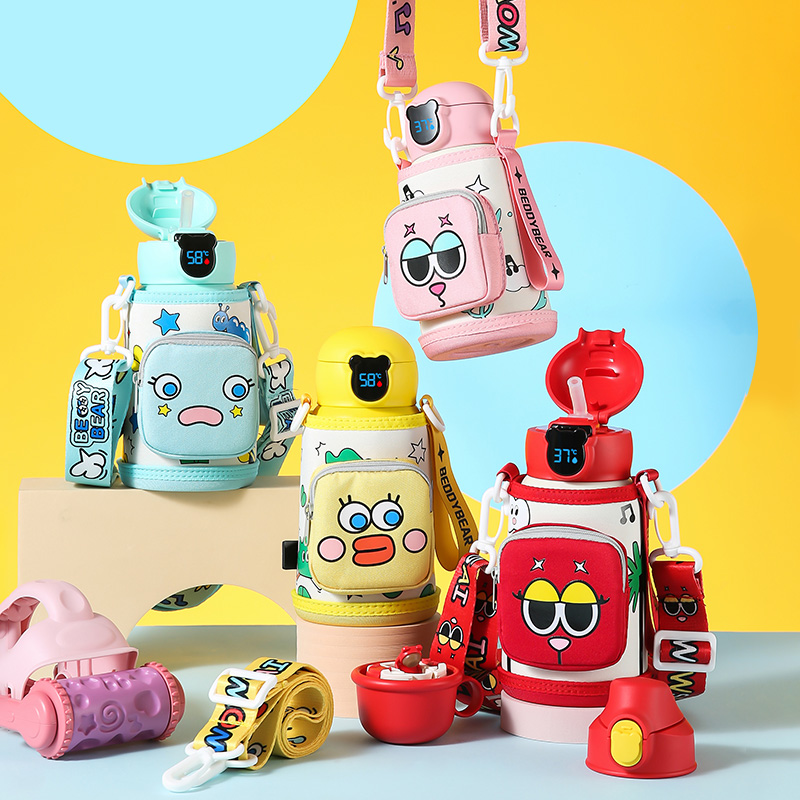 杯具熊630ML 双杯套儿童保温杯保温杯儿童水杯大容量316不锈钢吸管杯子