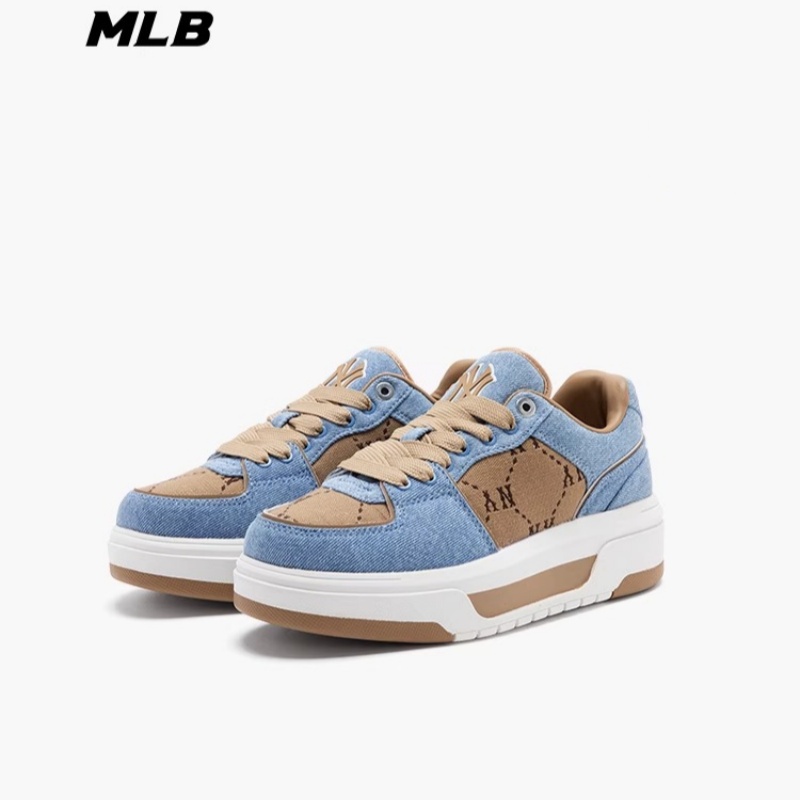 【正品保证】MLB官方 男女情侣丹宁老花拼接学长鞋时尚复古鞋24秋季新款SXCLJ