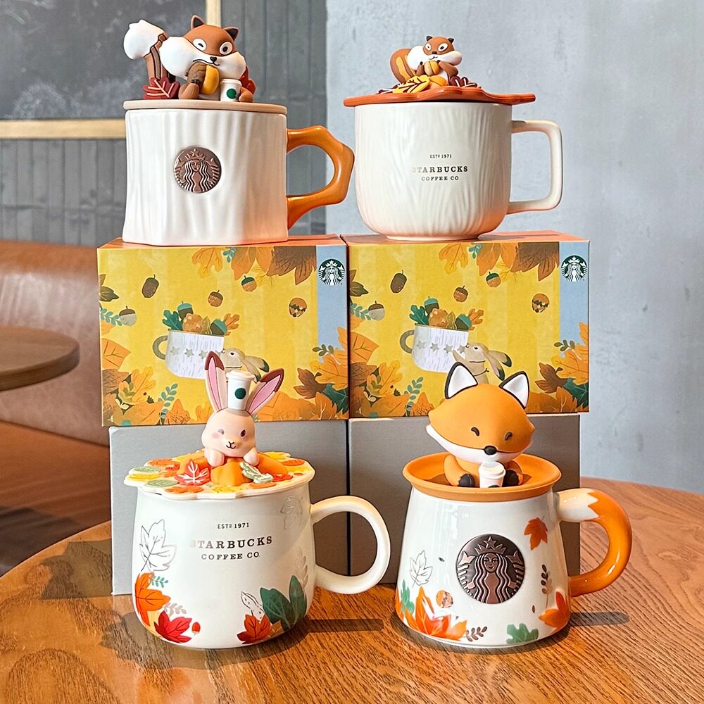 Чашка Starbucks cup autumn limited с кленовым листом и лисой, высококачественная кружка в милом стиле, подарочная керамическая кофейная чашка Изображение 1