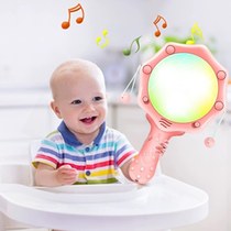 Baby rattle can chew newborn educational baby hand rattle light music toy 1-month-old pat drum