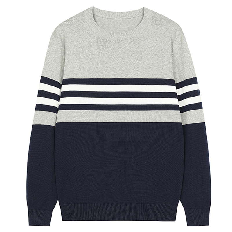 Pure Cotton Sweater for Men, Cold-Resistant and Warm, Pullover, 2025 Spring, Autumn, and Winter New Style, Round Neck Base Shirt, Trendy All-Cotton Knitwear