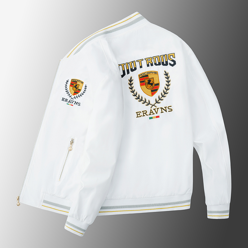 Spring and Autumn New Embroidered Jacket Men's Casual Coat Fashion Trendy National Style Plus Size Shield Porsche Top