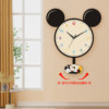 Trendy Mickey Mouse Living Room Wall Clock, Creative Clock, Wall-Mounted Clock, Swinging Calendar, No-Drill Household Quartz Clock