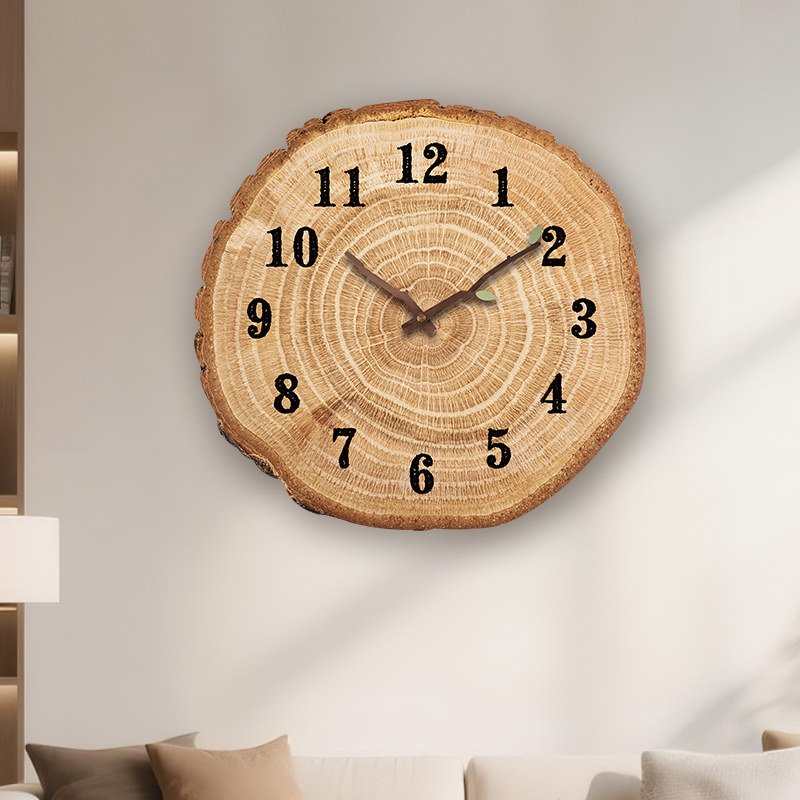 Wabi-Sabi Style Living Room Clock, Imitation Wood Grain Wall Clock, Modern Simple Quartz Clock, Creative Home Tree Ring Clock