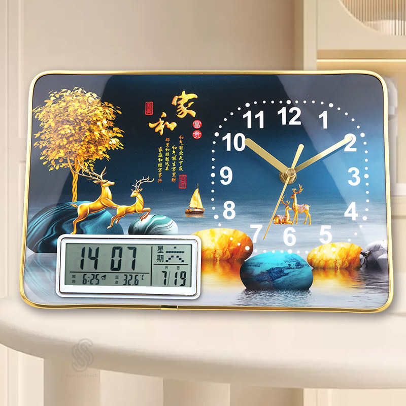 Creative and Simple Desktop Clock, Office Decoration, Perpetual Calendar, Bedroom and Living Room Table Clock, Silent Home Desktop Clock
