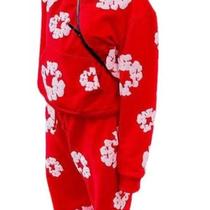 threefofloralhoodie2023newnd-dimensionalHarajuku red