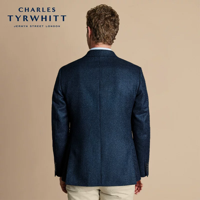 Пальто Charles Tyrwhitt шерстяной элитный завитки, классическая пиджак костюм, облегающий крой