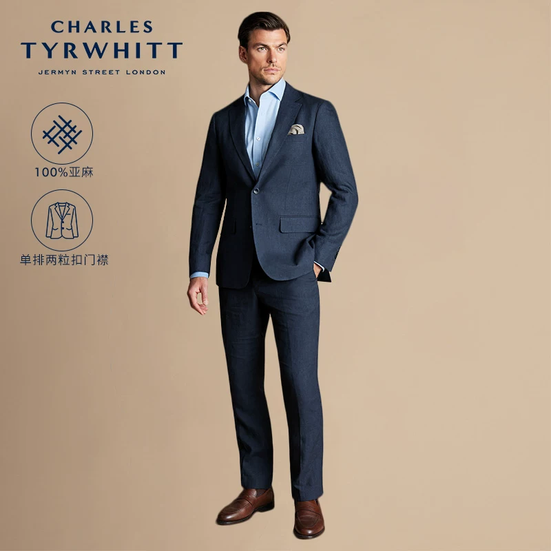 CHARLES TYRWHITT Летний тёмно-синий костюм, Slim Fit