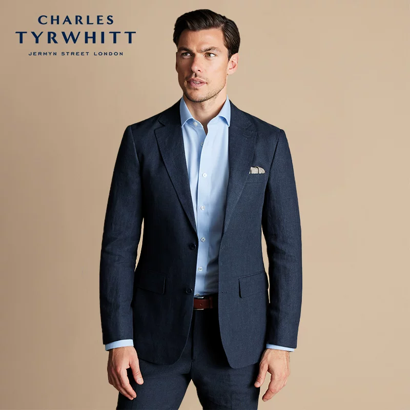 CHARLES TYRWHITT Летний тёмно-синий костюм, Slim Fit