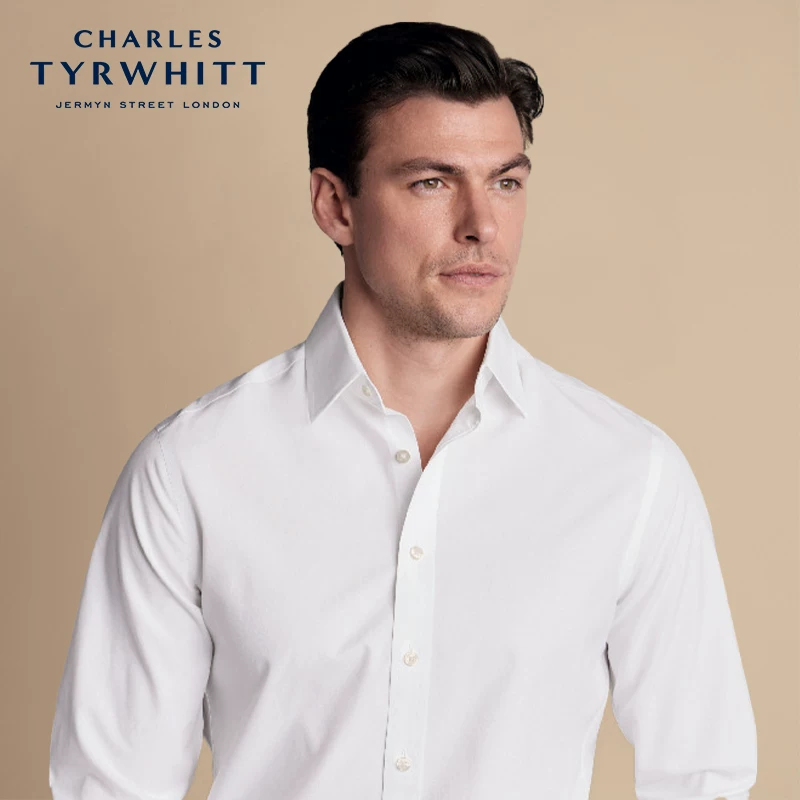 ХЛОКОВАЯ РУБАШКА Charles Tyrwhitt мужская, облегающий крой