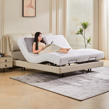 Fully Automatic Smart Bed with Elephant Ear Design, Electric Adjustable Bed for Couples, Non-Disturbing Double Bed, Multifunctional Electric Bed