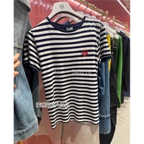 (Qingxin spring and summer blue and white striped short-sleeved cotton shirt