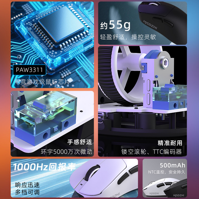 [Sf Express] Wuying S1 Mouse Wireless Wired Three-Mode Bluetooth Gaming E-Sports Computer Notebook Office Peripherals