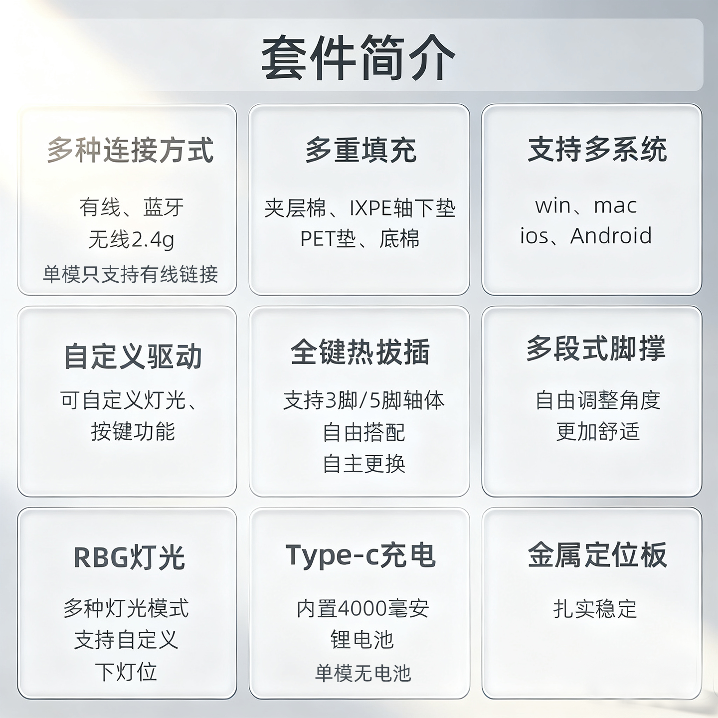 Wuying Yg98 Mechanical Keyboard Rgb Bluetooth Three-Mode Wireless Wired Moa Gaming Customized E-Sports Home Peripherals