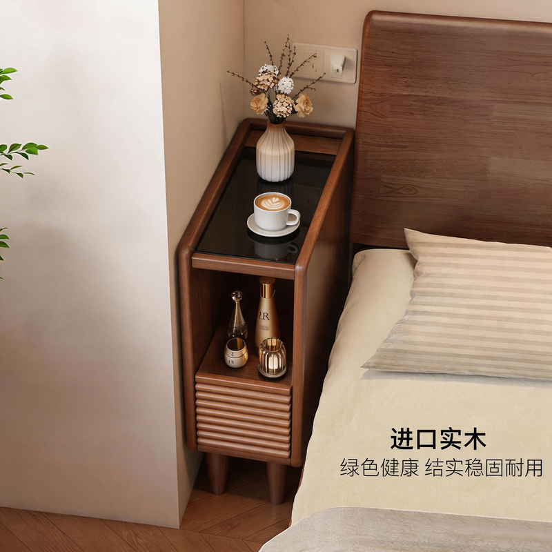 Extremely Narrow Bedside Table, Small and Ultra-Narrow 20cm, Bedside Narrow Gap Storage Cabinet, Solid Wood Bedside Shelf Extremely Narrow Bedside Table, Small and Ultra-Narrow 20cm, Bedside Narrow Gap Storage Cabinet, Solid Wood Bedside Shelf