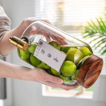 Pineapple soaked wine bottle glass bottle special green plum wine bayberry wine household indoor wine tank storage tank kitchen sealed tank