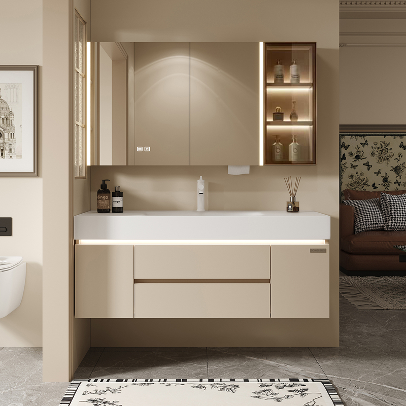 Dongpeng New Bathroom Cabinet Set with Integrated Rock Slab Hot-Bent Basin Sink Vanity Dongpeng New Bathroom Cabinet Set with Integrated Rock Slab Hot-Bent Basin Sink Vanity