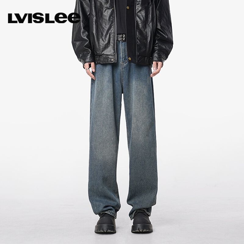 Lvislee American Trendy Brand Jeans for Men 2026 New Spring and Summer Retro Washed Long Pants Loose Straight Pants