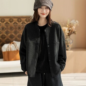 Women's Coat 2025 Autumn and Winter Style, Artistic Casual Loose Plus-Size Women's Clothing, Versatile, Fleece-Lined, Thickened, Fashionable Women's Top