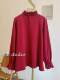 Plus Size 100kg for Chubby Girls, Brushed Ruffled Half-High Collar Base Shirt T-Shirt for Women, Autumn and Winter Long-Sleeved Top for Women