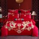 High-end wedding b big red four-piece set of cotton dragon and phoenix embroidery new wedding room wedding quilt cover pure cotton sheets for bed