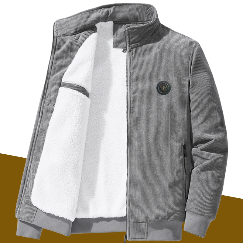 Men's Lamb Wool Jacket, Fleece-Lined, Autumn and Winter Corduroy Cotton Coat, Thickened Cold-Proof Cotton Jacket, Constant Temperature and Warmth