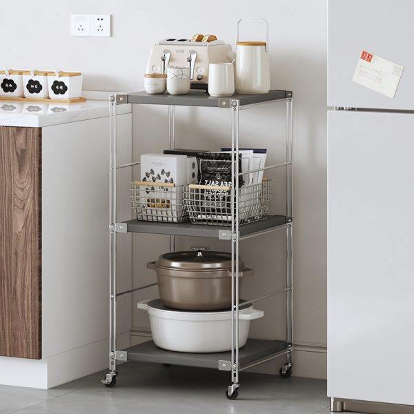 Stainless steel shelves living room storage cabinet storage rack floor-standing household balcony kitchen storage rack multi-layer pot rack rack