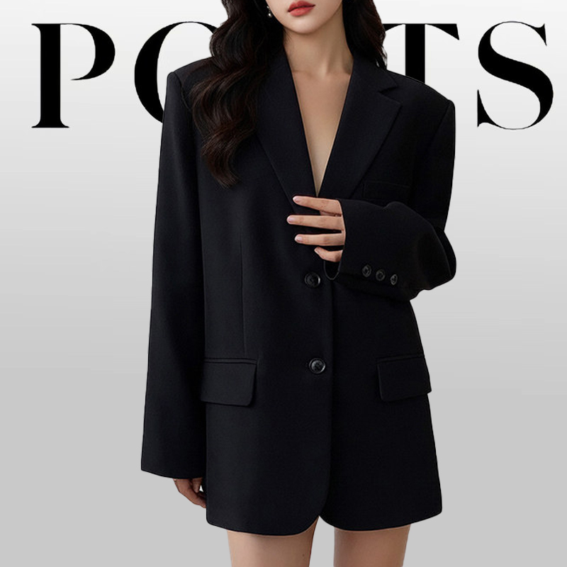 Big Brand 2026 Autumn and Winter New Black Blazer Korean Style Loose High-End Retro Casual Small Suit Jacket