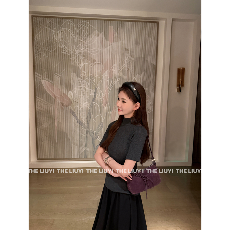 【Liuyi】Born with a Sense of Nobility~ Autumn Half-High Collar Fine Wool High-End Mid-Sleeve Knitwear 6811D2 【Liuyi】Born with a Sense of Nobility~ Autumn Half-High Collar Fine Wool High-End Mid-Sleeve Knitwear 6811D2
