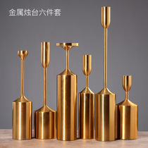 European style 6-piece candlestick set metal plating wedding props candlestick home soft decoration handicrafts ornaments