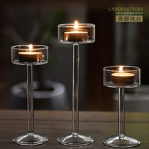 Mingxuan blown glass long-handled candlestick European-style tall candlestick romantic dinner fashionable ornaments