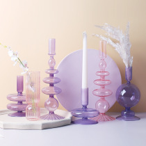 Nordic Internet celebrity romantic purple glass candlestick creative vase B&B cafe candlestick ornaments crafts