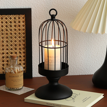 American retro iron birdcage candlestick dining table atmosphere niche high-end decorative ornaments scented candle base