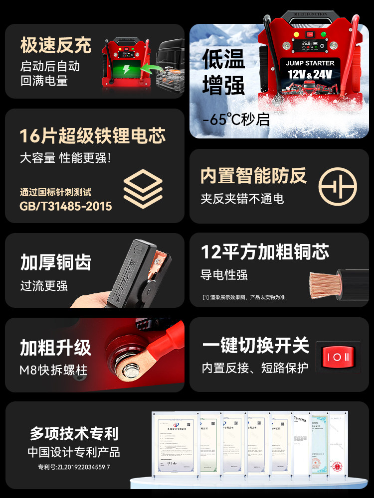 Maseron Truck-Specific Jump Starter 12V24V Car Emergency Starting Power Supply Emergency Battery Jump Starter