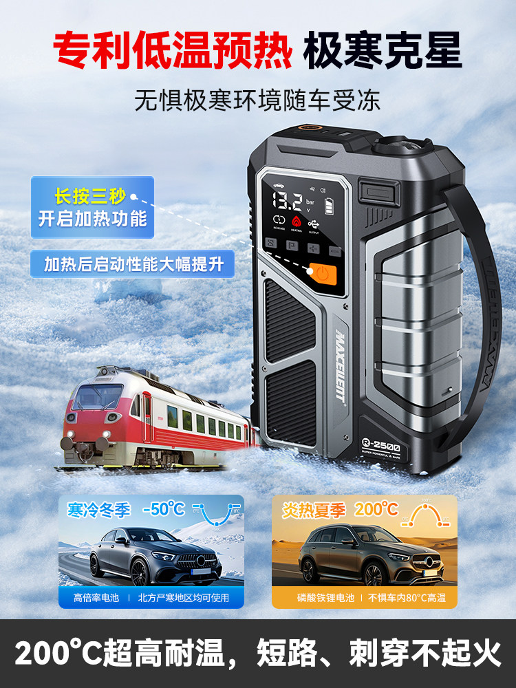 Maseron Car Emergency Jump Starter and Charger All-In-One 12V Power Bank with Built-In Car Air Pump